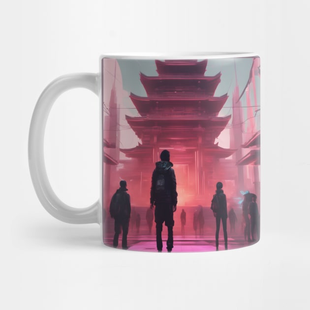 AI Generated Art | Cyberpunk Japanese Temple | Shrine by blue-koala